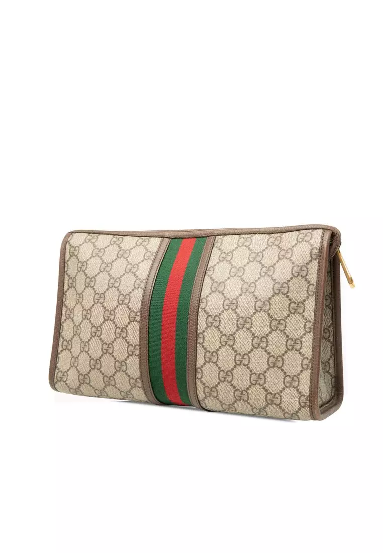 Pre-Loved Gucci Gg Supreme Web Ophidia Clutch