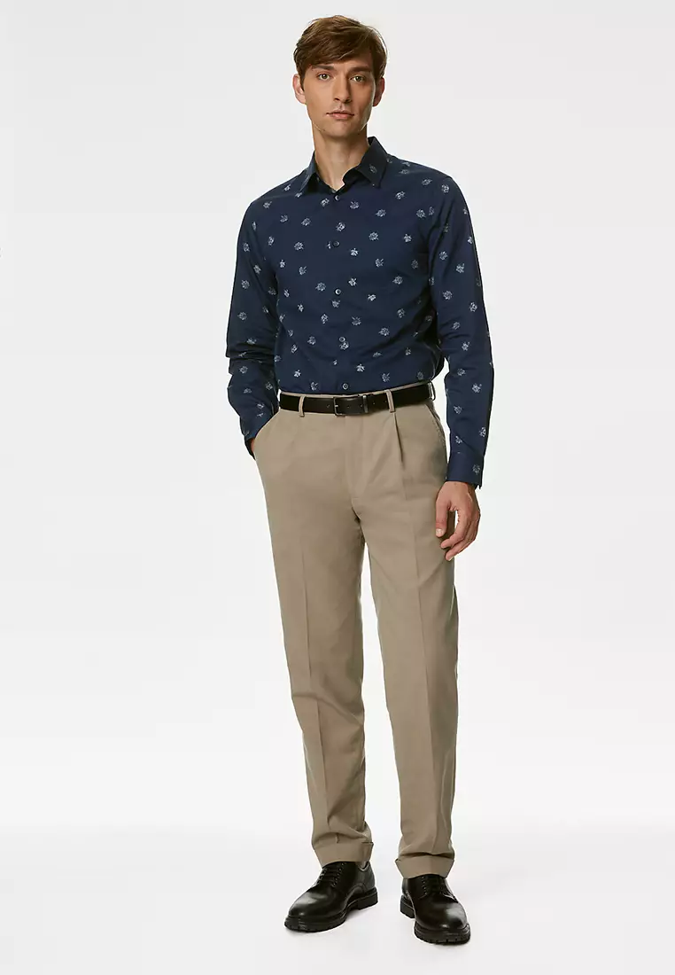 Cotton Rich Geometric Print Shirt