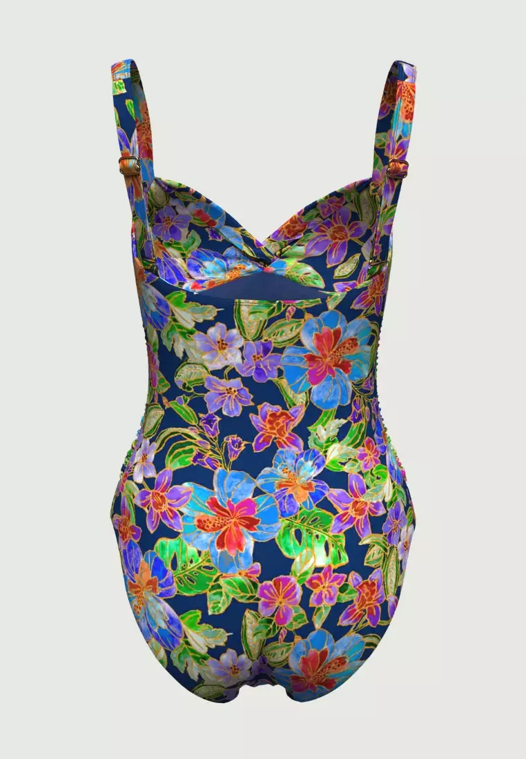 Tropadelic Island Navy Cross Front Onepiece