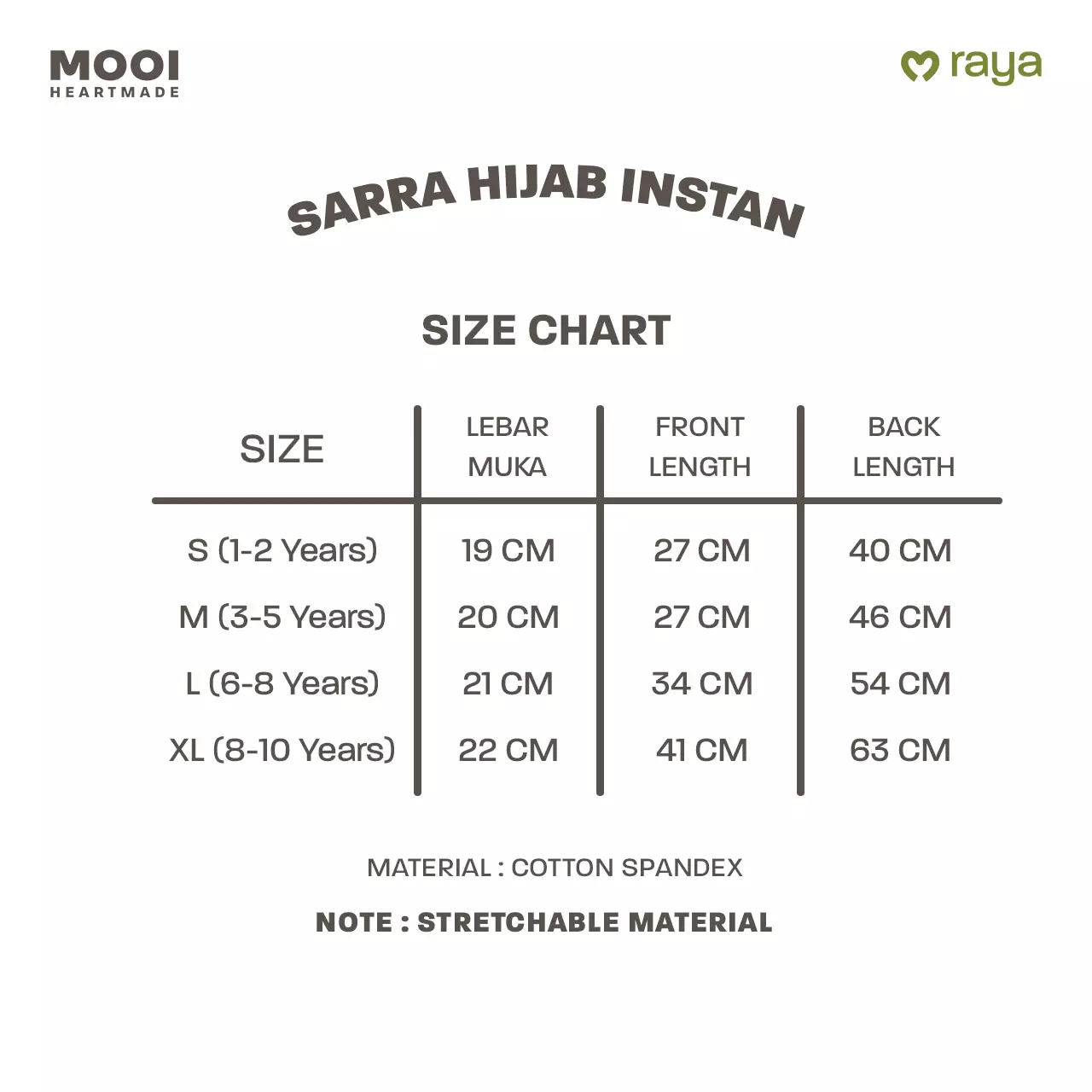 Mooi Hijab Instant Anak Jilbab Anak Perempuan Sarra Hijab - Brown Beige