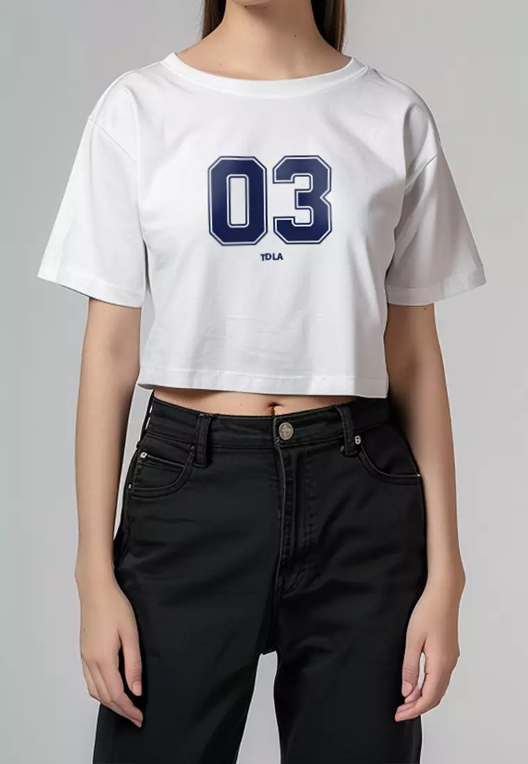 LTG95 Kaos Crop Wanita 03 Putih OLC