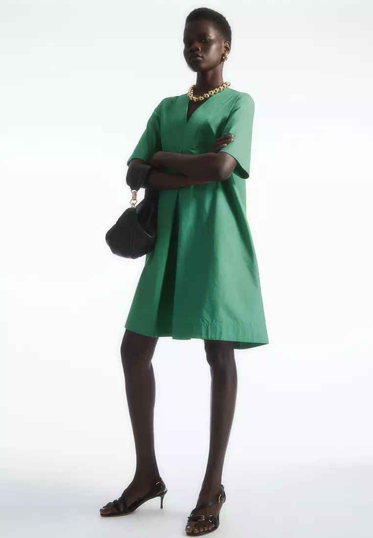 Buy COS V Neck Pleated Mini Dress 2024 Online ZALORA Philippines