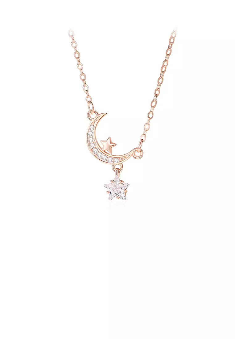 Glamorousky 925 Sterling Silver Plated Rose Gold Fashion Temperament Moon Star  Pendant with Cubic Zirconia and Necklace 2024 | Buy Glamorousky Online |  ZALORA Hong Kong