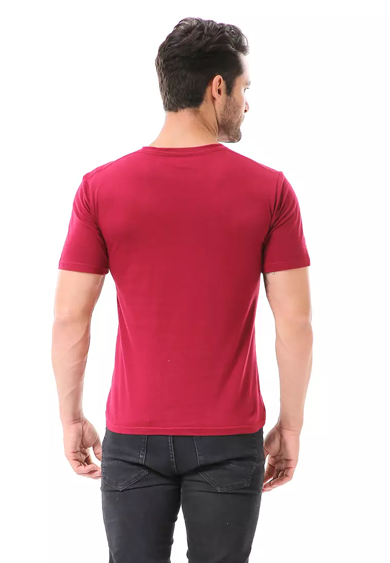 Aisley Atasan Kasual Pria Kaos Motif Limited Edition Lengan Pendek Material Cotton ORIGINAL - Maroon