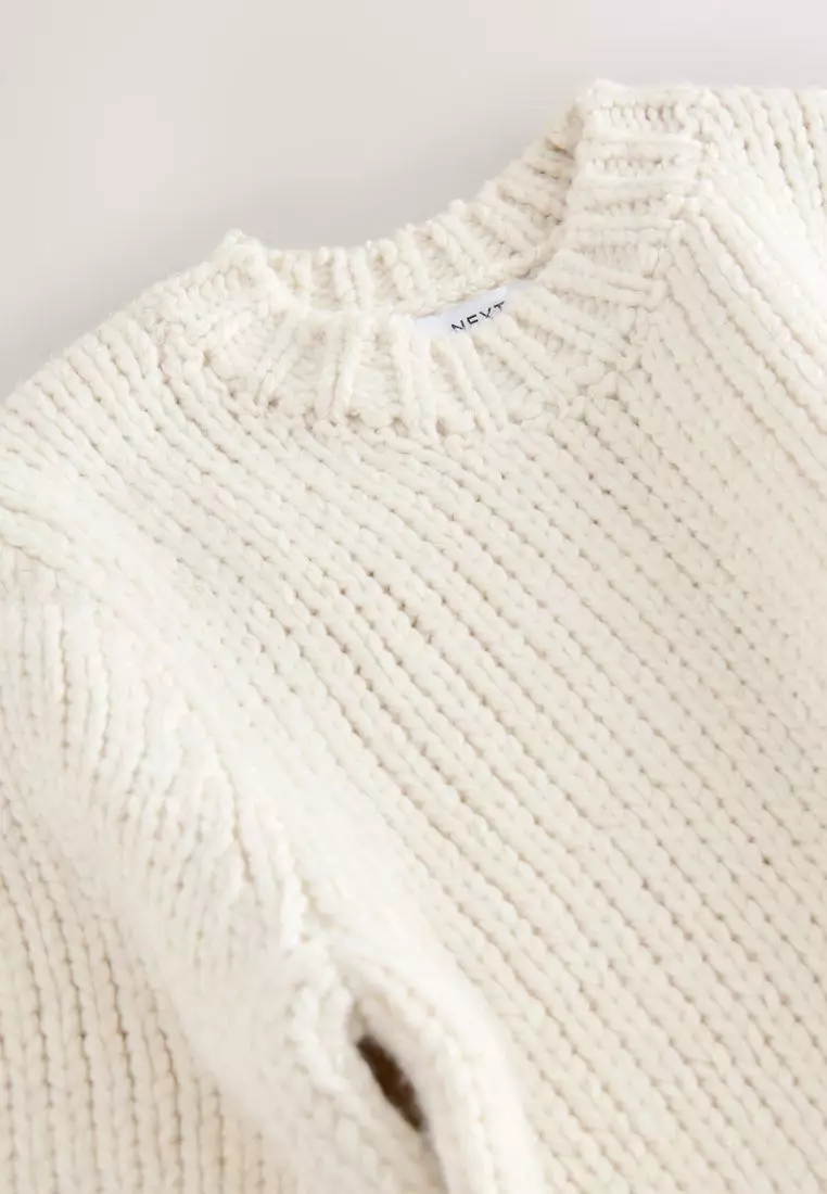 Half Sleeve Twist Knit T-Shirt With Wool