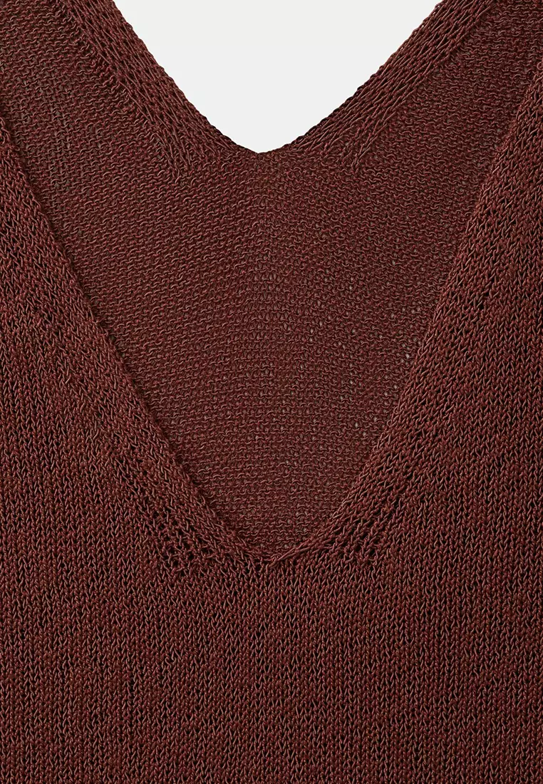 V-Neck Knitted Dress
