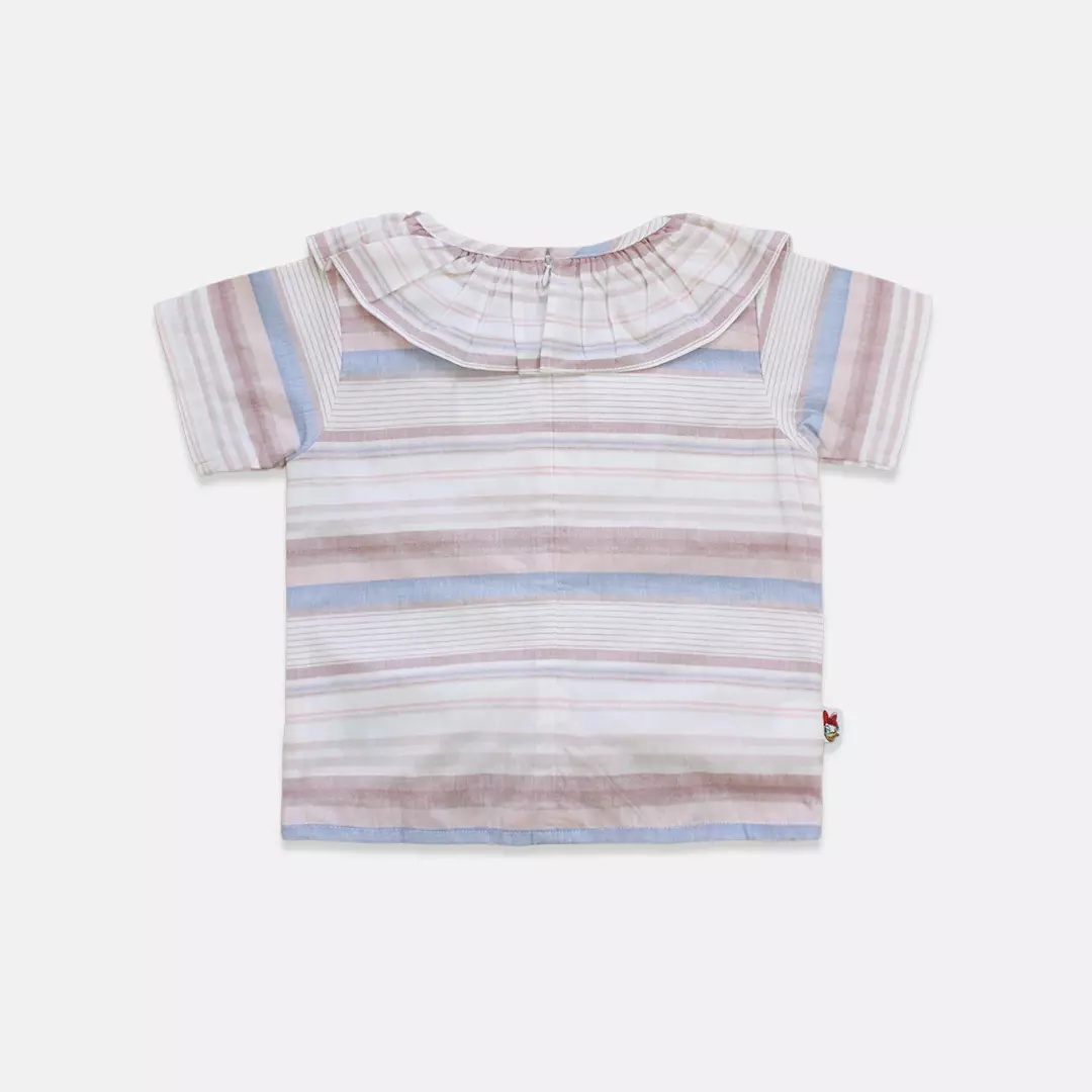 Blouse/ Blus Lengan Pendek Anak Perempuan Peach/ Daisy Classic Campus