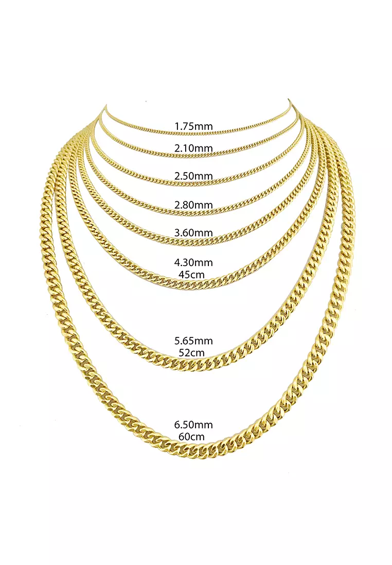 916/22K Gold Hollow Machine Curb Chain Necklace R020 (3.60MM, 60CM)