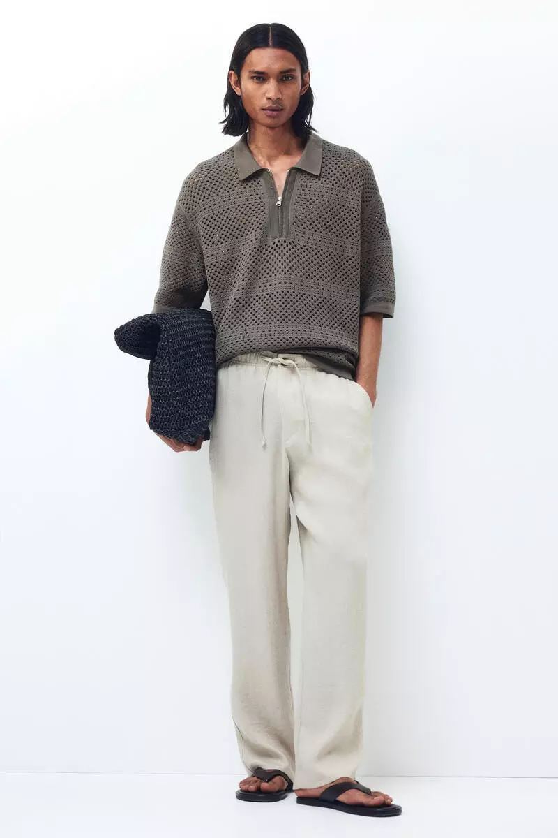 Relaxed Fit Hole-knit polo shirt