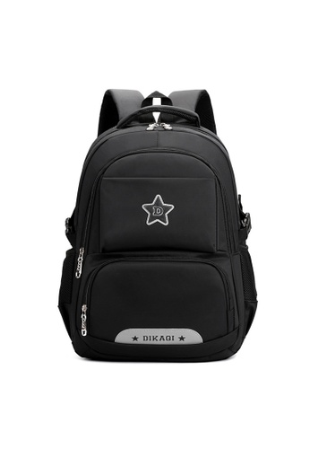 boy s latest oxford cloth solid color large volume school bag leisure backpack black