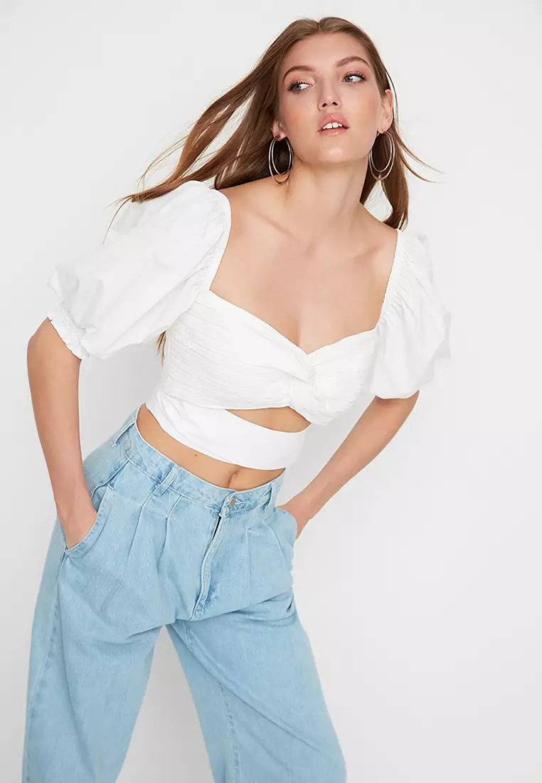 Cut-Out Front Blouse