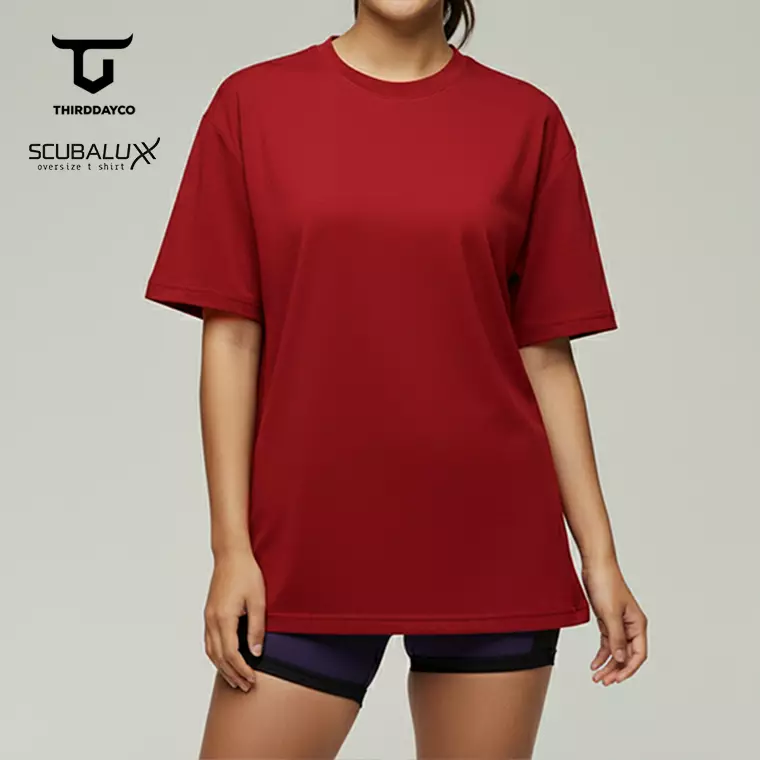 Kaos Oversize Gym Wanita Scubalux "everyday to gym club" maroon LTH30