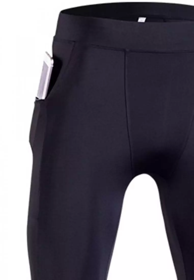FITWEAR -  MEN LEGGING CONOR COMPRESSION ZIP POCKET - BLACK