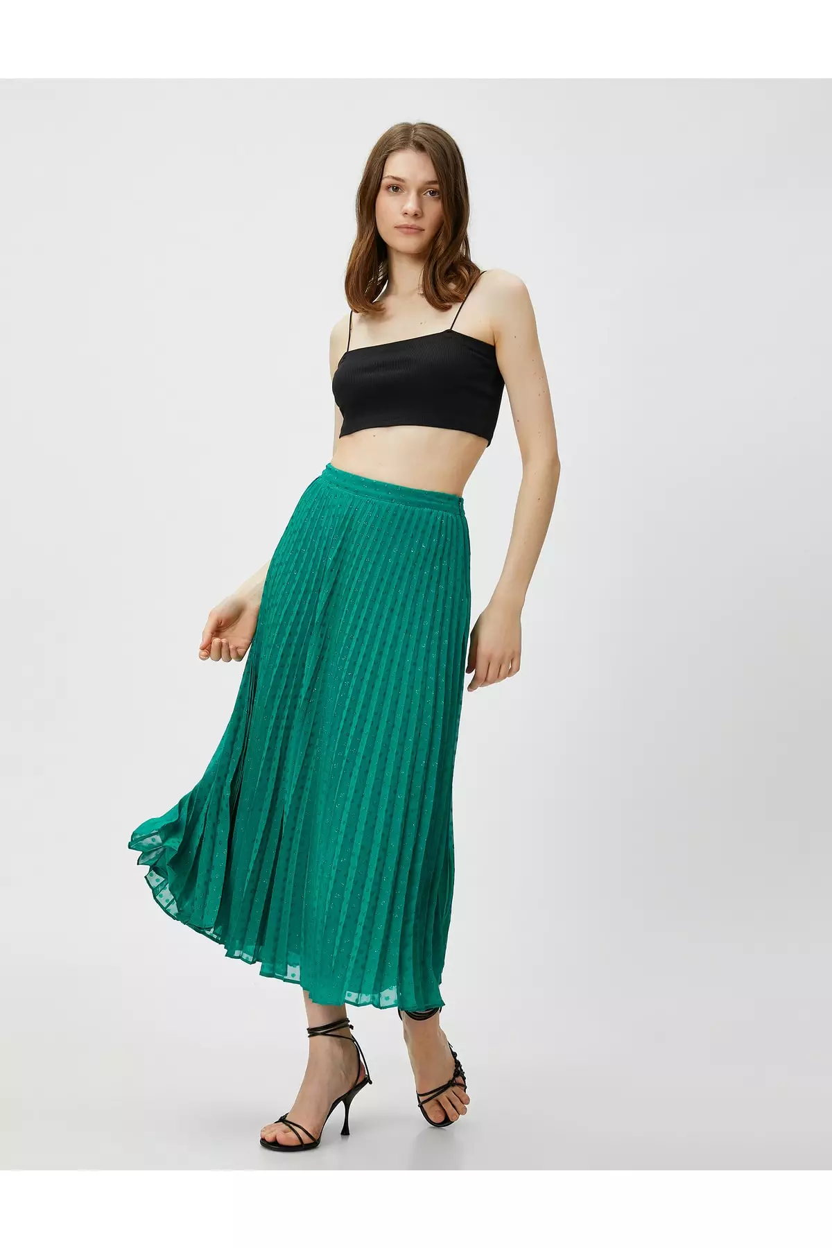 Green glitter 2024 pleated skirt