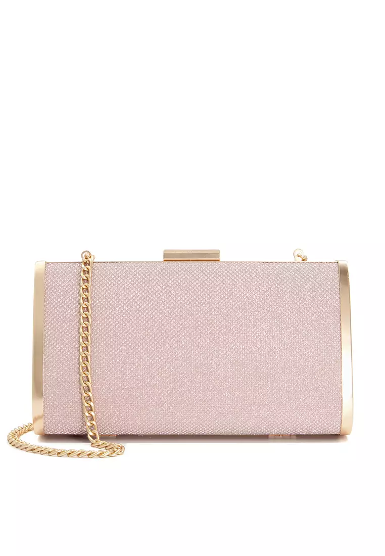 Blaike Metallic Box Clutch Bag Rose Gold