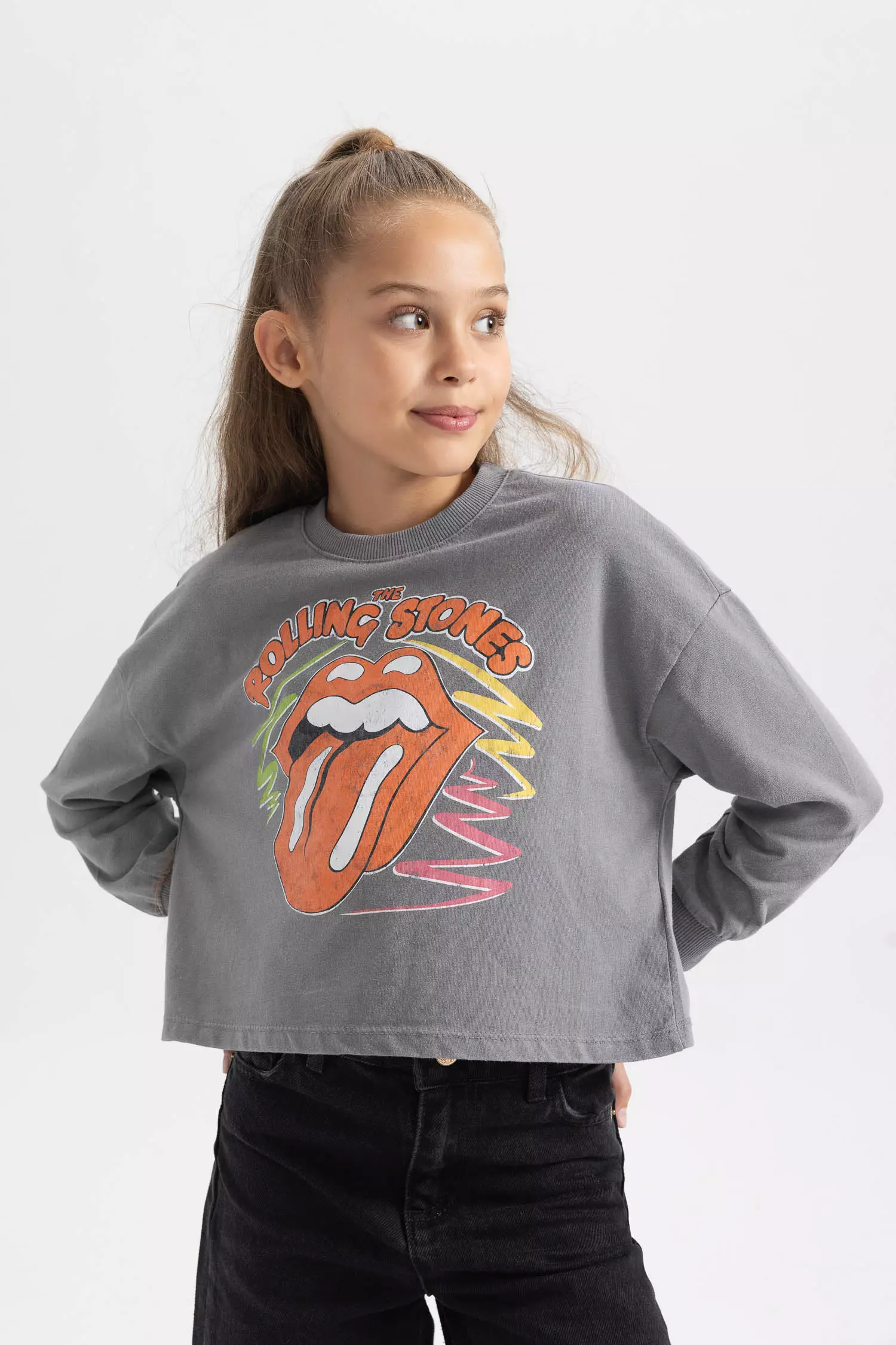 Relax Fit Rolling Stones Licensed Long Sleeve Cotton Body