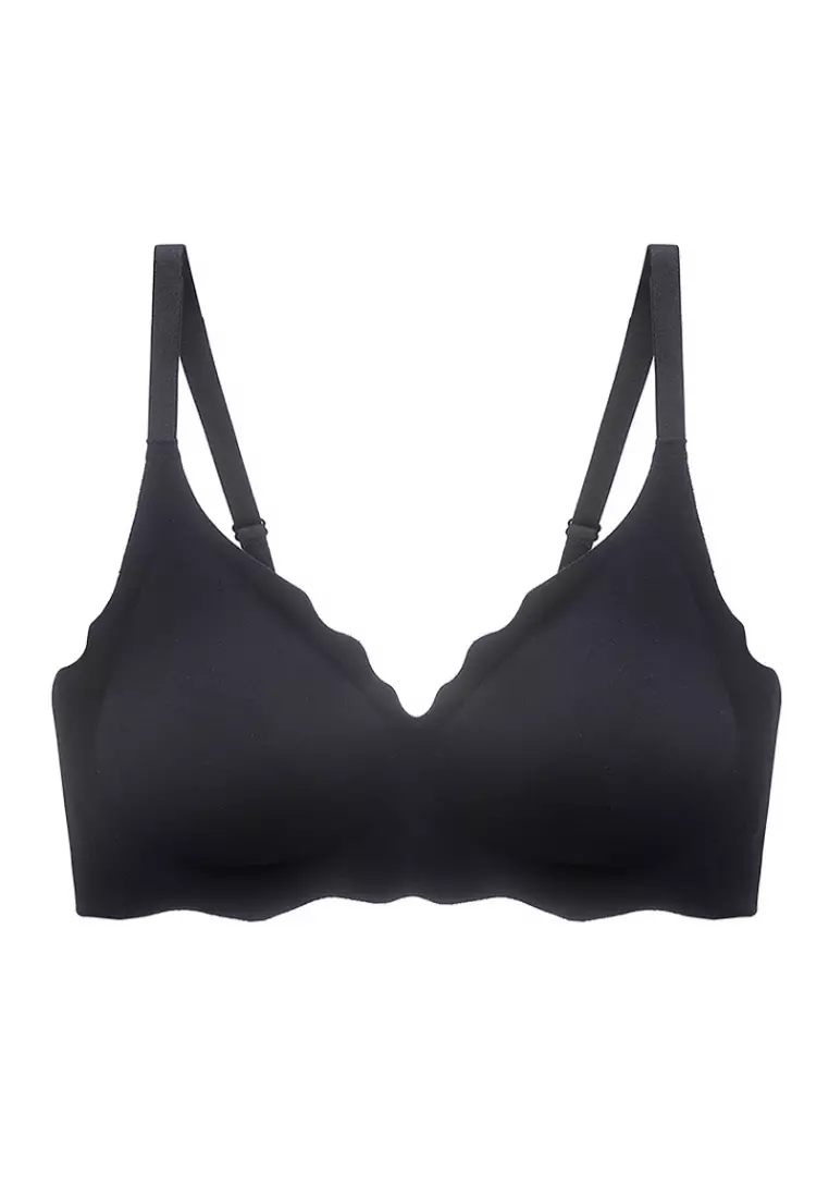 Daisy Seamless Wireless Paded Push Up Bra in Black