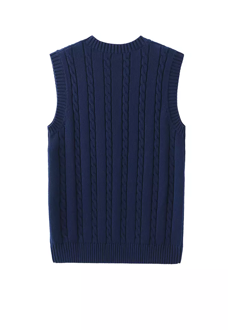Round Neck Jacquard Knitted Vest XH1960