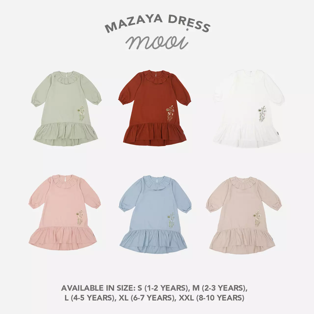 Mooi Dress Anak Gamis Anak Perempuan Raya Collection Mazaya Dress - Dusty Pink