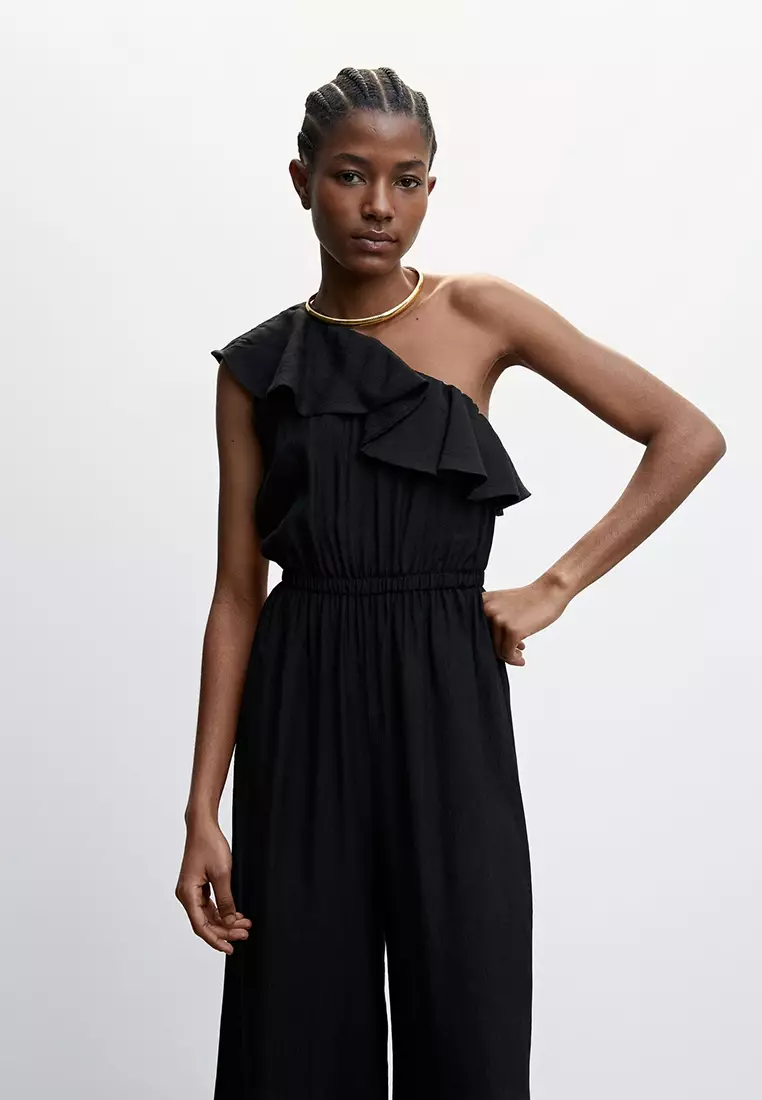 Black asymmetric jumpsuit on sale