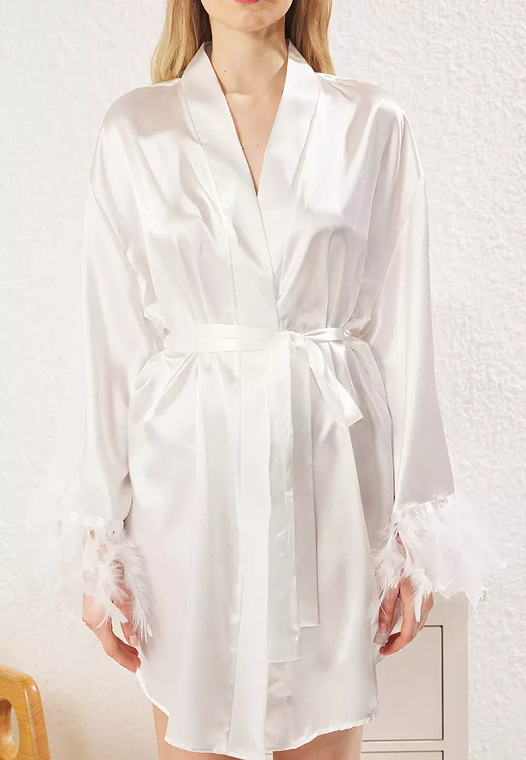 Bride 鴕鳥毛細節睡袍