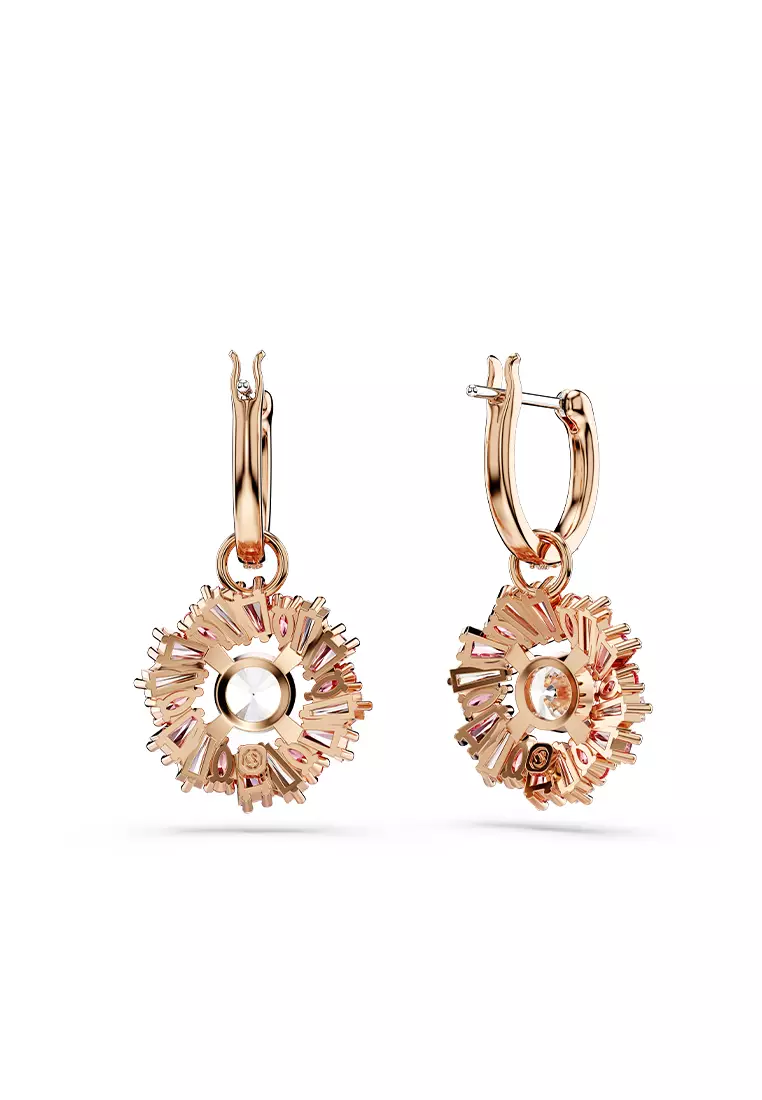 Idyllia Drop Earrings, Mixed Cuts, Flower, Pink, Rose Gold-Tone Plated