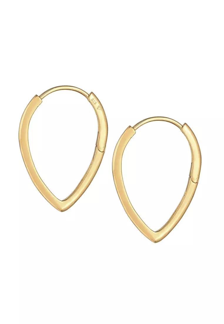 Anting Perhiasan Perak 925 Wanita Creole Drop Design Basic Gold Plated