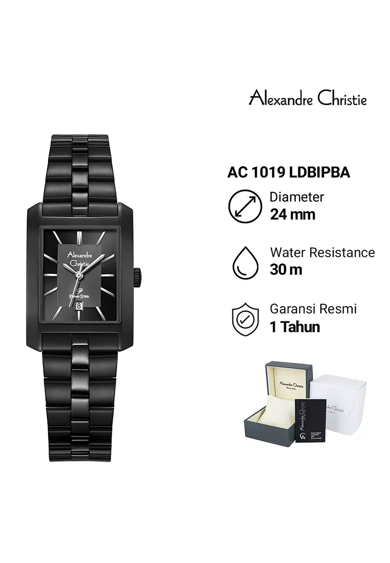 Alexandre Christie Couple Jam Tangan Analog Pria Wanita Black Stainless Steel - 1019MLDBIPBA