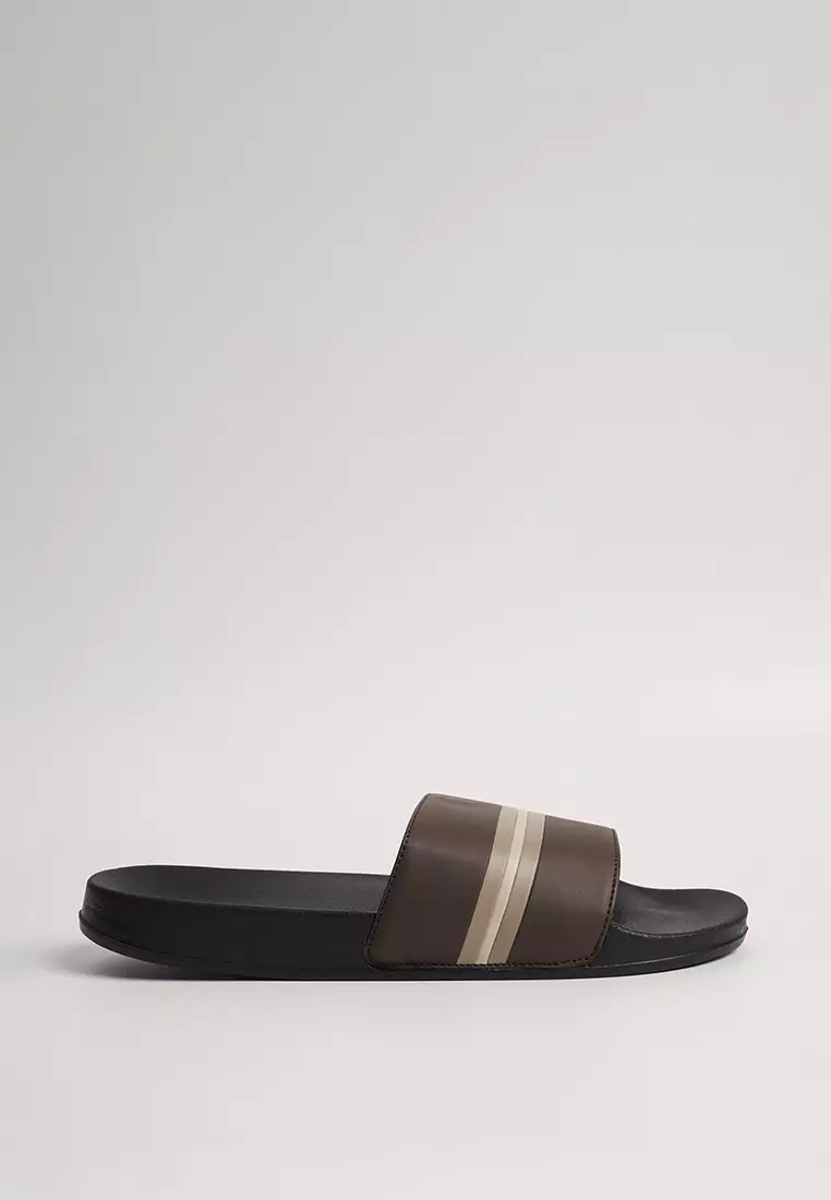 Discount on Penshoppe  shoes - SKU: Men's One Band Slides with Stripes Details