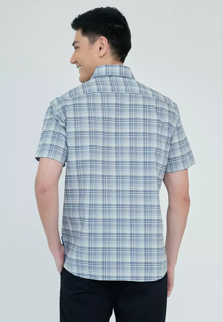 Plaid H-Xtension Short Sleeve Casual Shirt