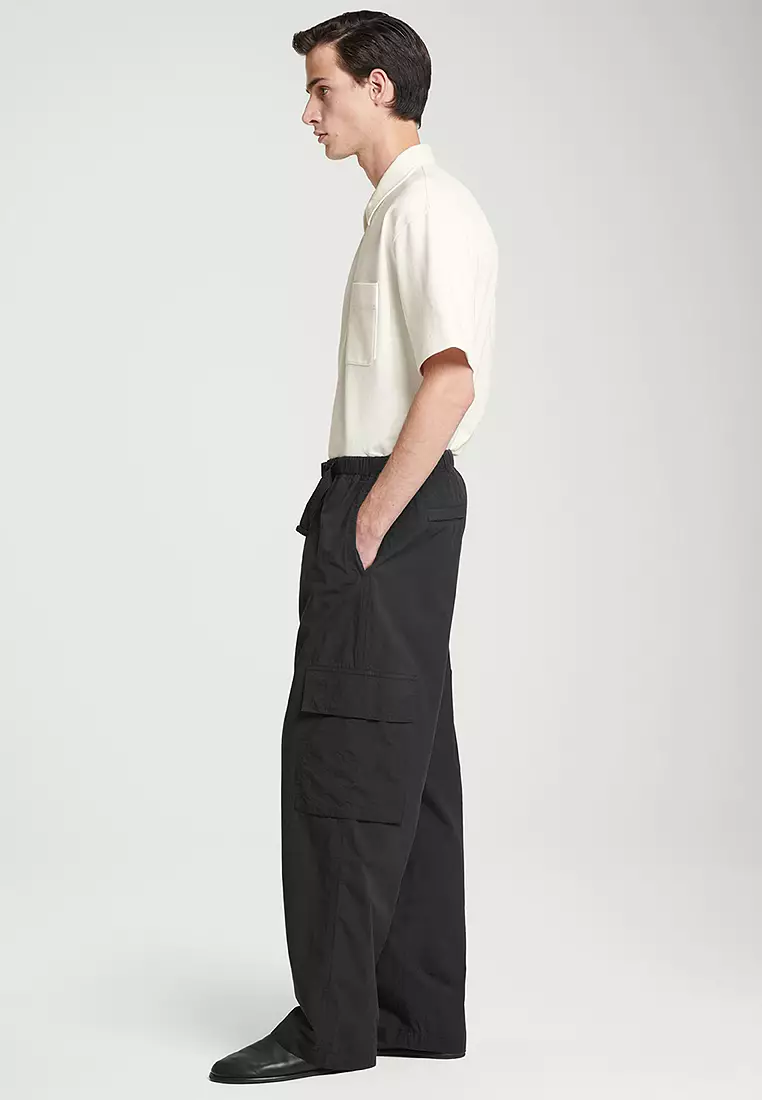 Belted Technical Cotton Cargo Trousers
