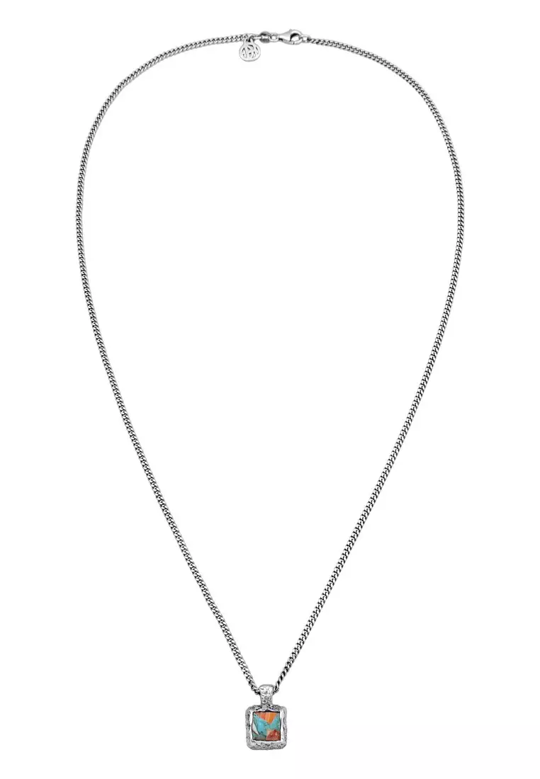 EXCLUSIVE Kalung Perhiasan Perak 925 Pria Pendant Turquoise