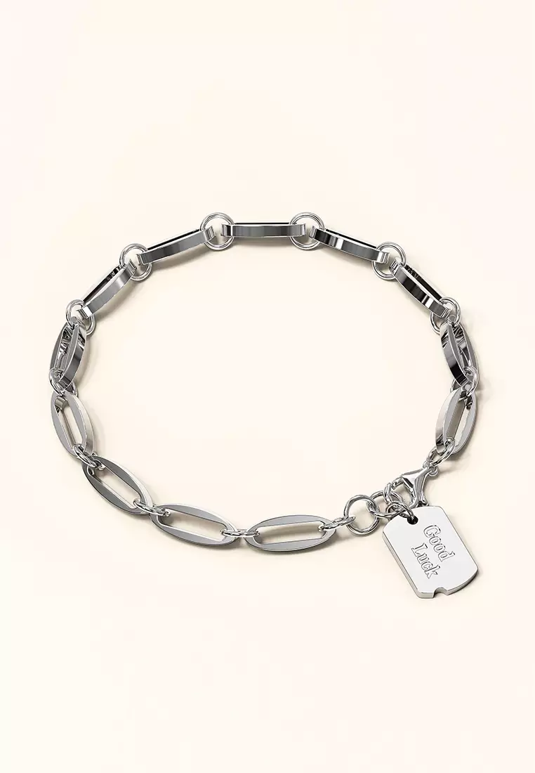 Good Luck Chain Bracelet in White Gold Layered Steel Jewellery