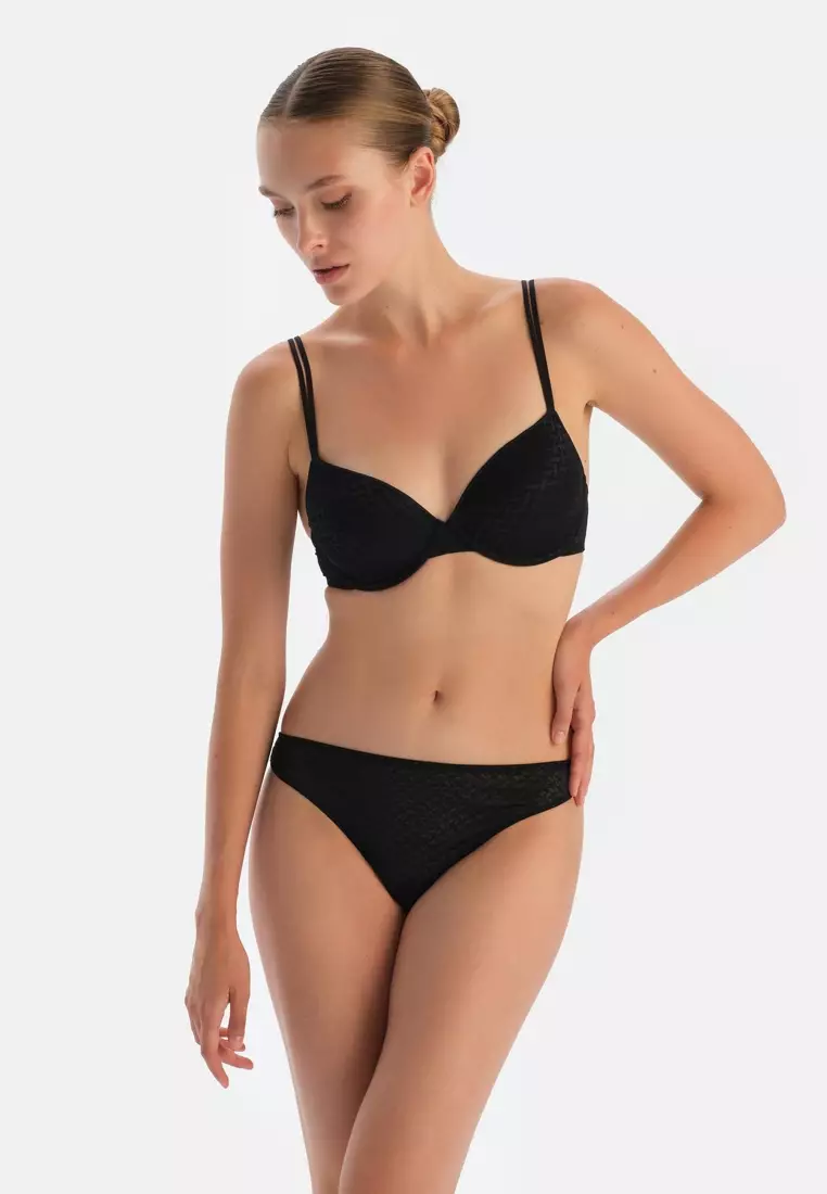 Black Thong, Geometric Print, Underwear for Women