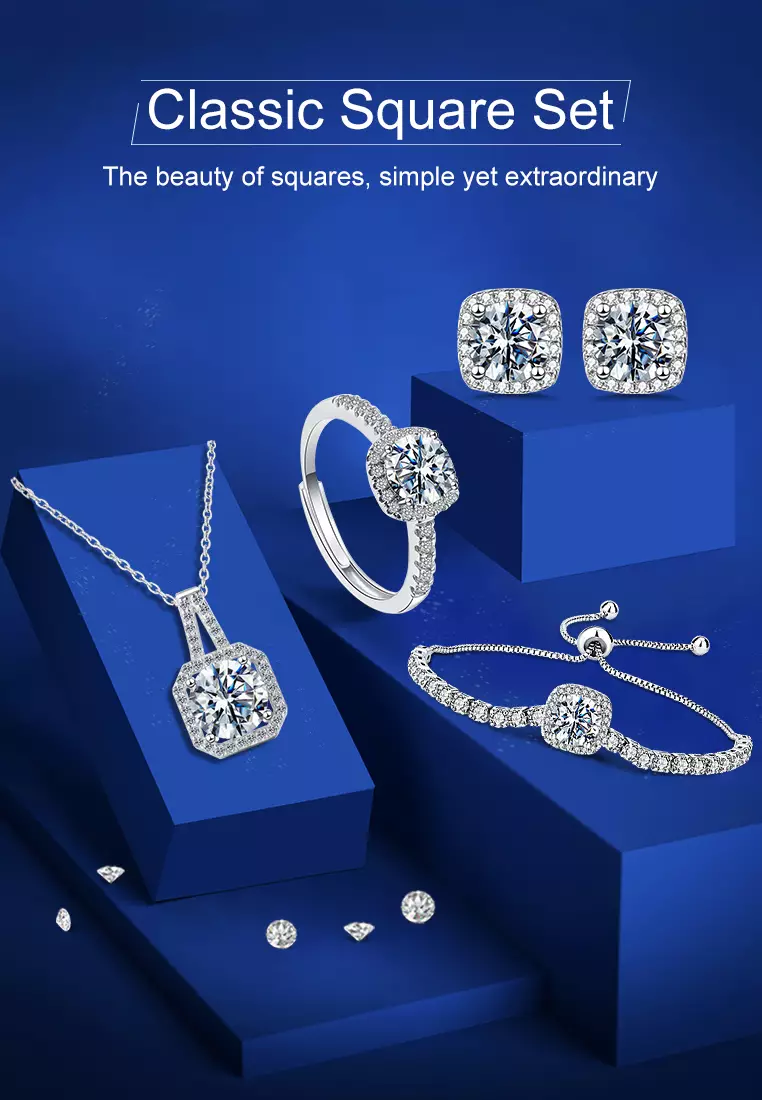 Perhiasan set Cincin/Gelang/Anting/Kalung Aksesori Wanita Asli