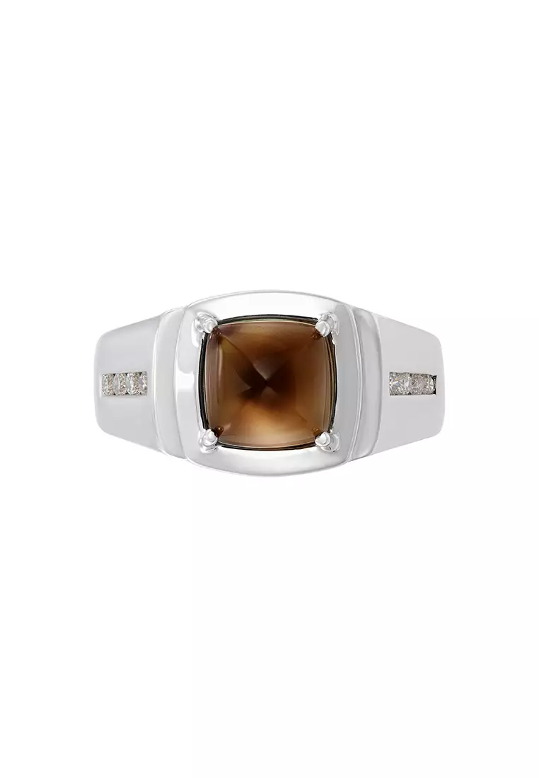 HABIB Smoky and Diamond Men's Ring in 925 Silver Palladium 271890125(PLD)-QUTZ
