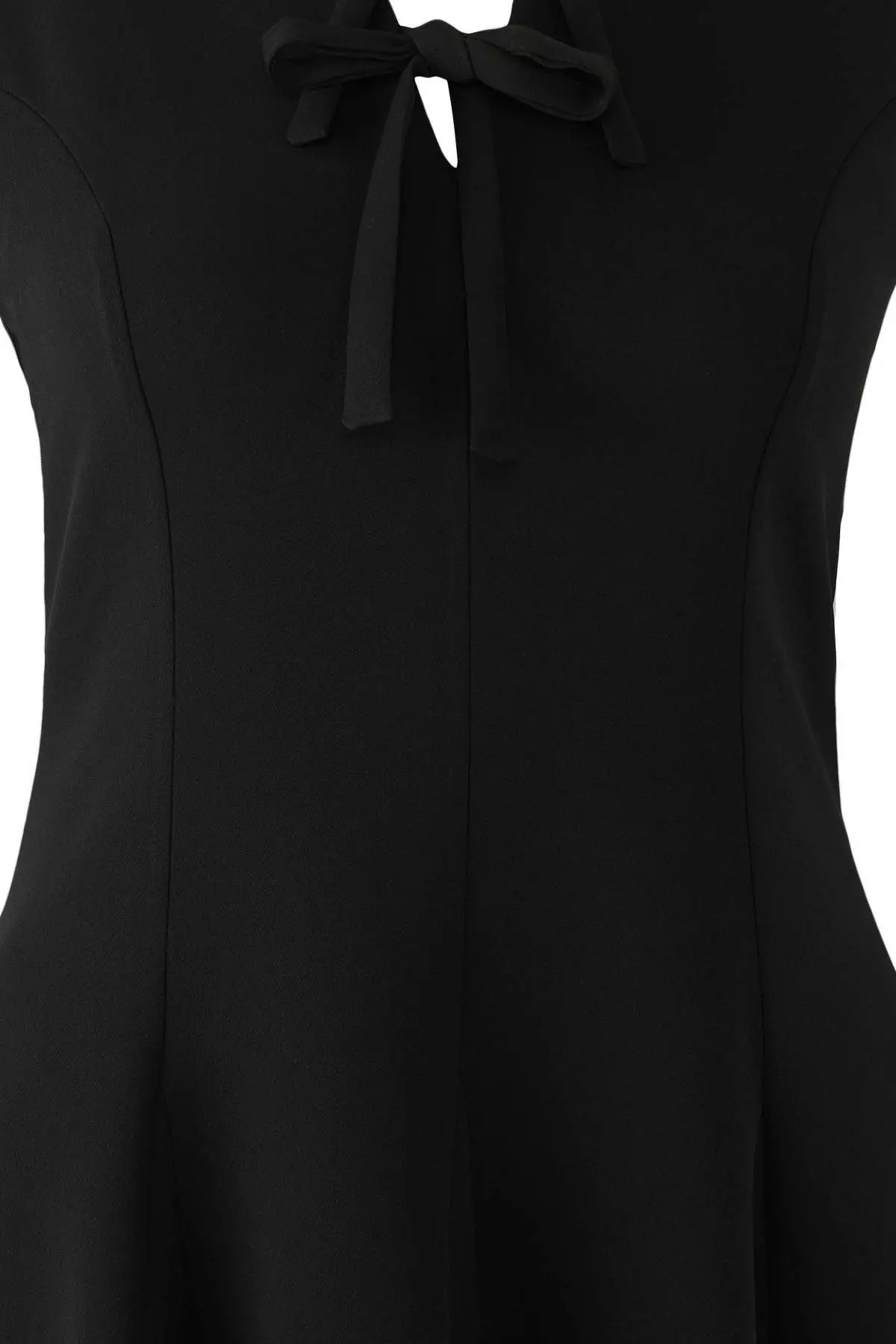 Black Bow A-Line/Waist Cutout Mini Woven Plus Size Dress Tbbaw26Ah00007