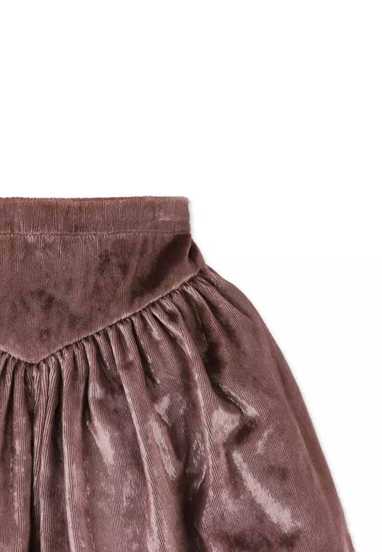 Girls Lurex Velvet Pull On Skirt With Yoke