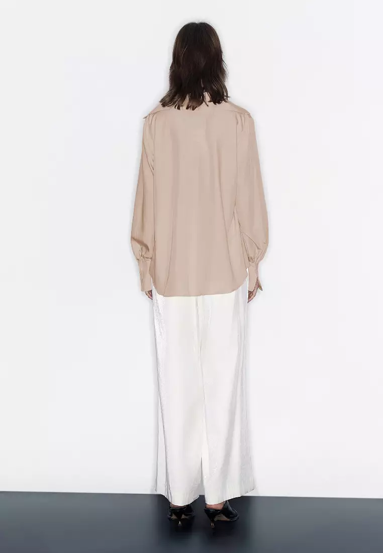 女装法式小众气质通勤落肩长袖开襟衬衫