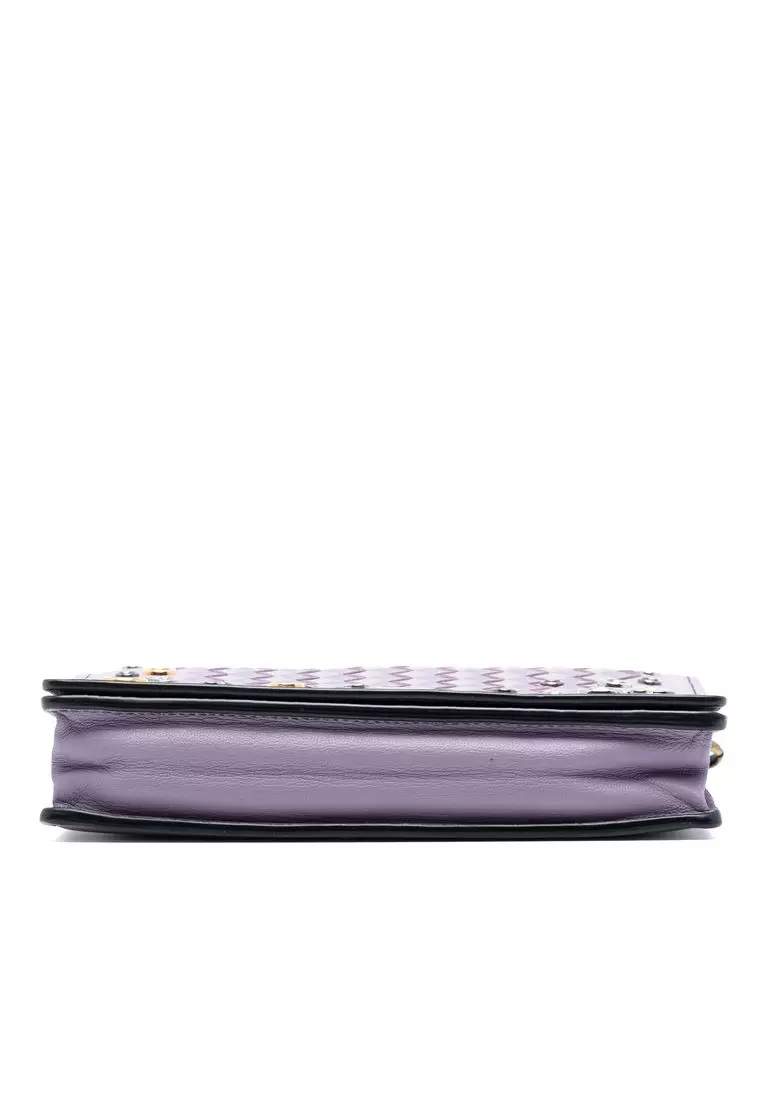 Pre-Loved Bottega Veneta Nappa Intrecciato Studded Wallet On Chain