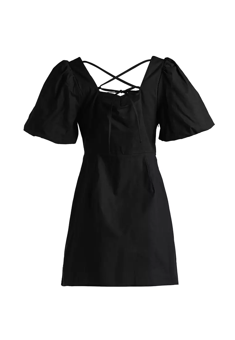 Sweetheart Neck A-Line Dress In Black