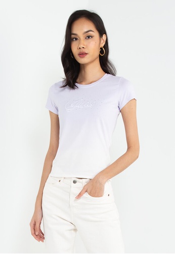 Guess purple Script Logo Short Sleeves Tee A902EAA49F54DCGS_1