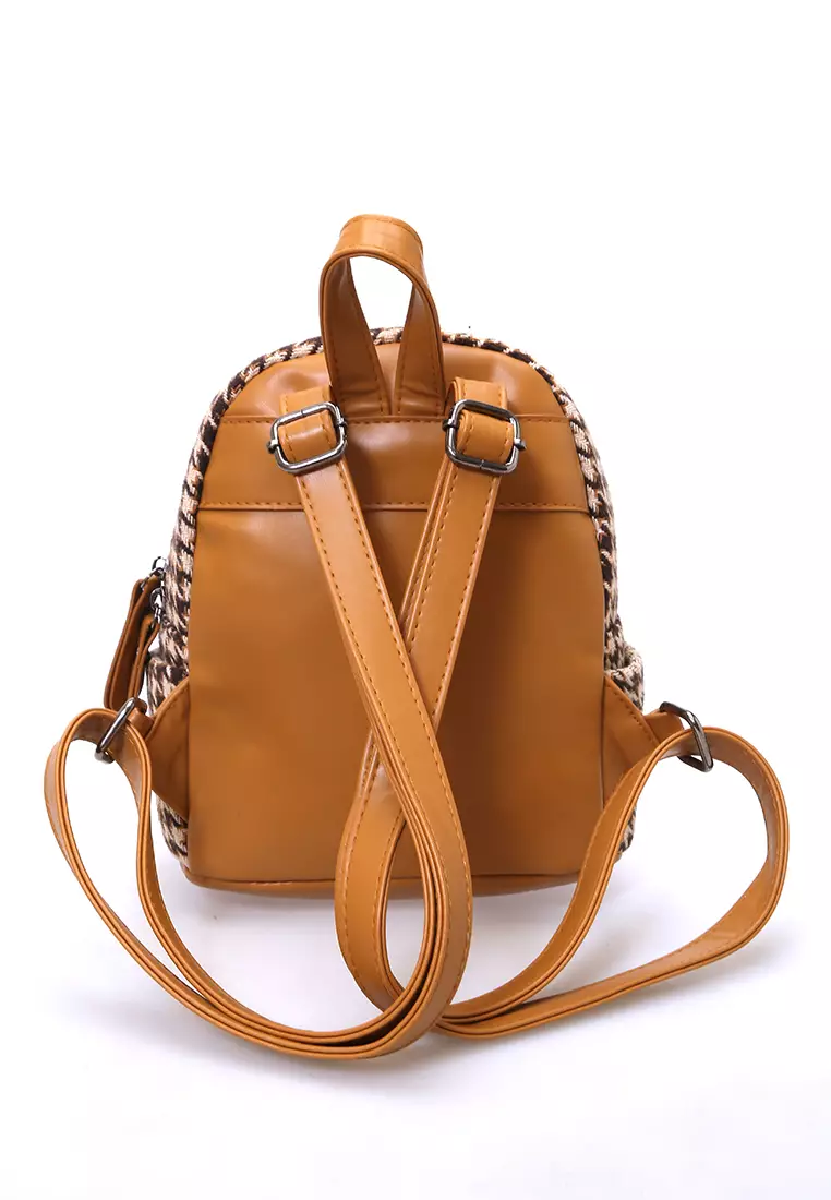 Afra Tas Ransel Mini Wanita Backpack Desain Unik Material Kain ORIGINAL - Khaki