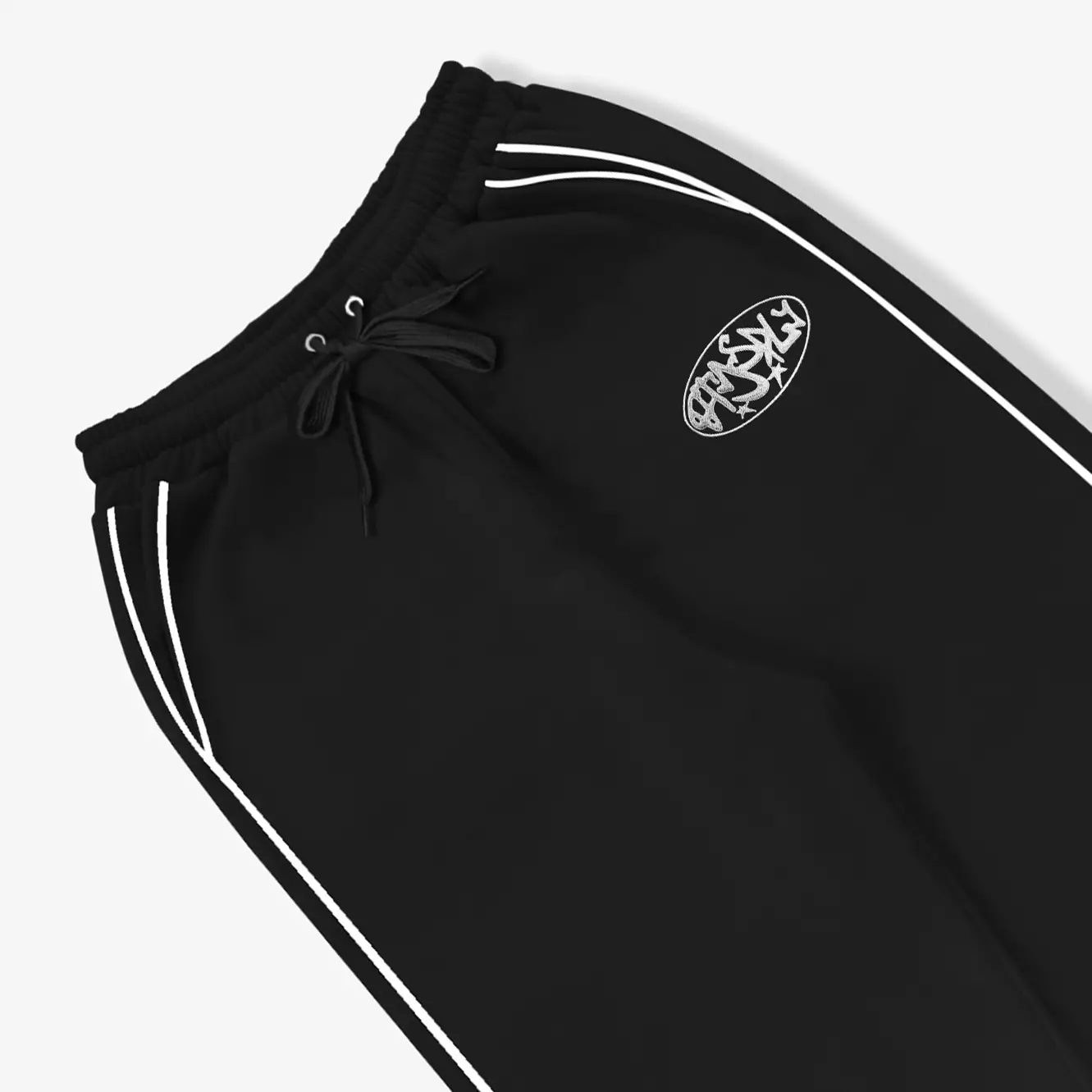 OOTDSUPPLY Baggy Pants Line Circle Embroidery | Celana Panjang Unisex | Celana Sporty | BP-BLK-CE