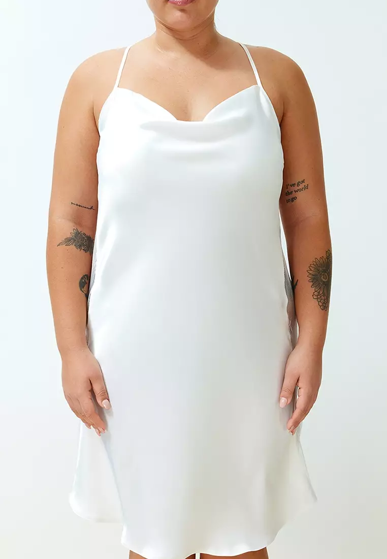 Buy Trendyol Plus Size Satin Bridal Nightgown Online Zalora Malaysia