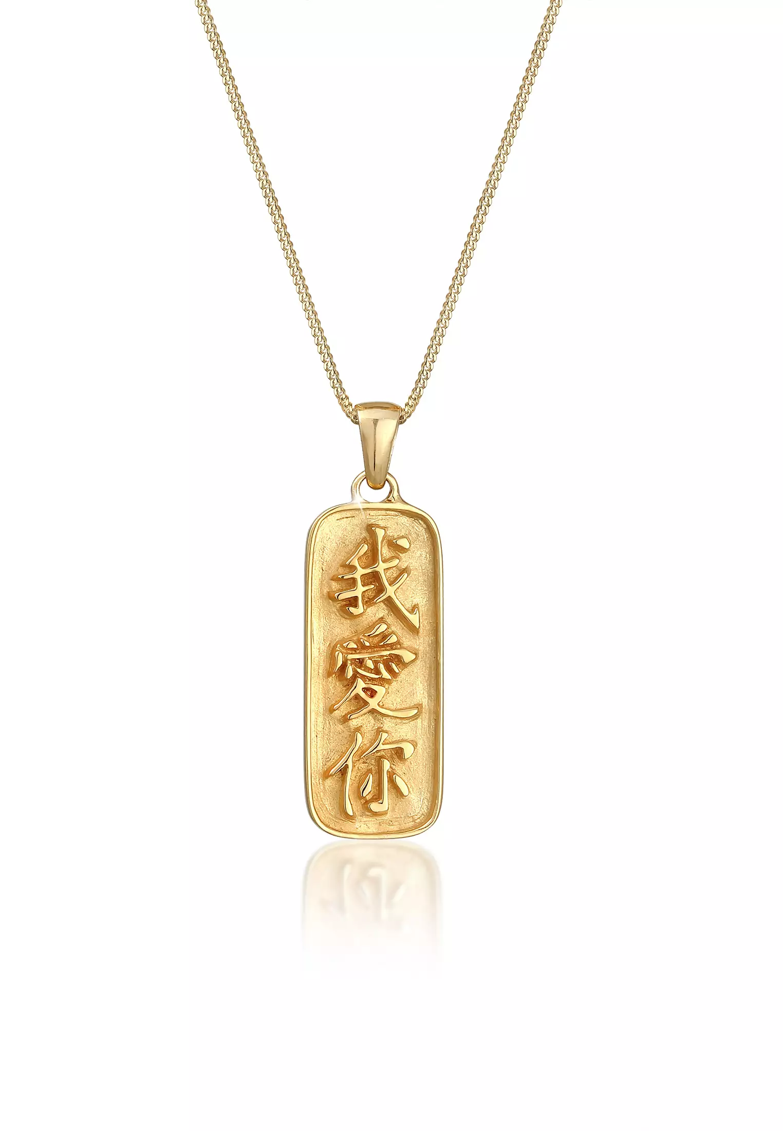 Necklace Platelet Chinese Letters Love Gold Plated