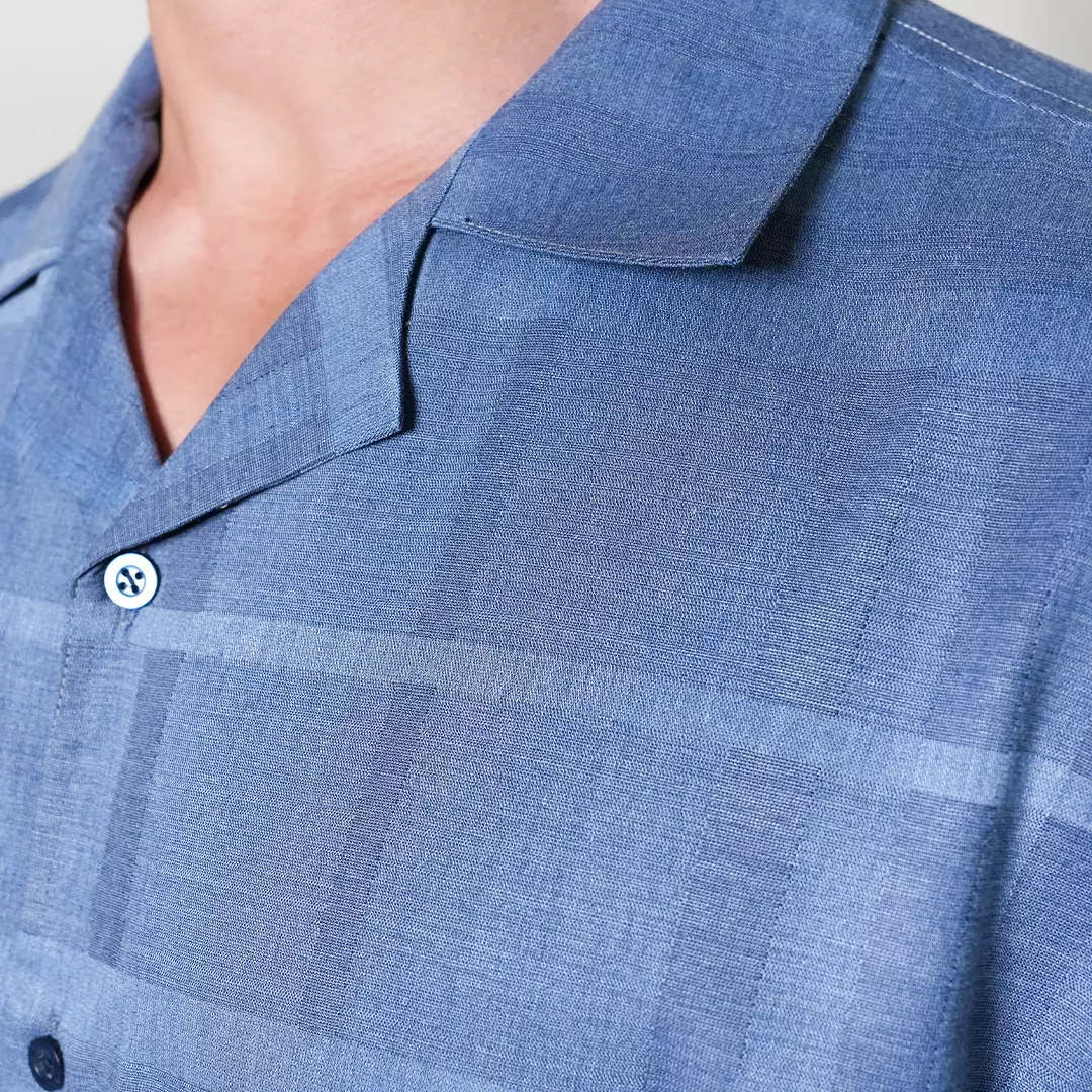 Casella Kemeja Lengan Pendek Kerah Terbuka | Cuban Camp Bowling Collar Xanlos Edition 2354 Blue