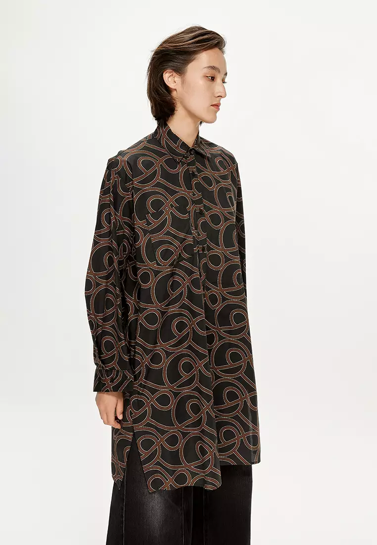 H型寬鬆日常休閒長袖連衣裙