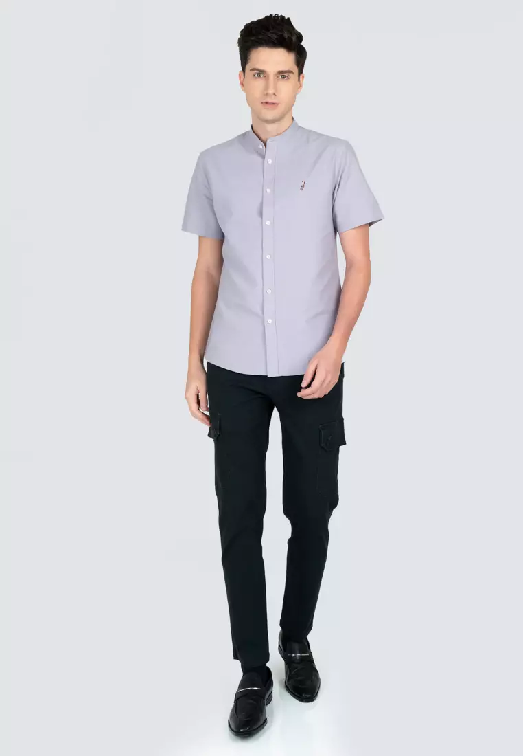 Polo Haus - Men’s Cotton Mix Signature Fit Mandarin Collar Short Sleeve MBSSE003