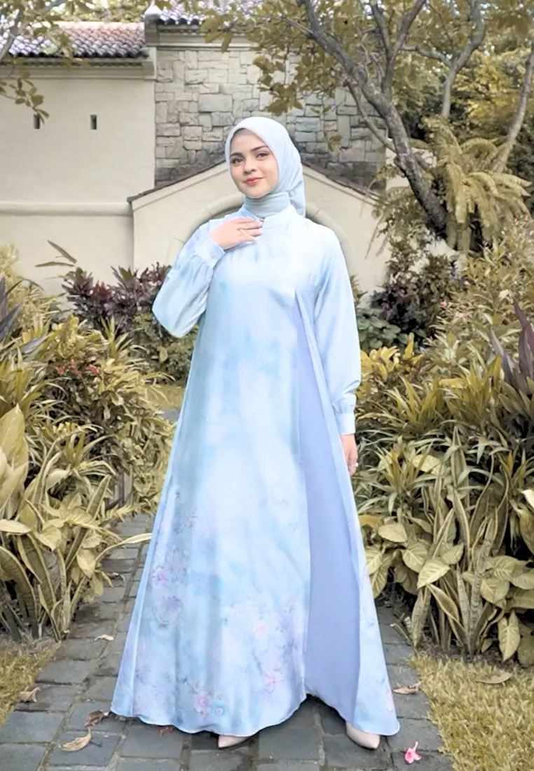 Gamis Mosleem Armany Silk Blue By Brilliant Girl Warna Biru